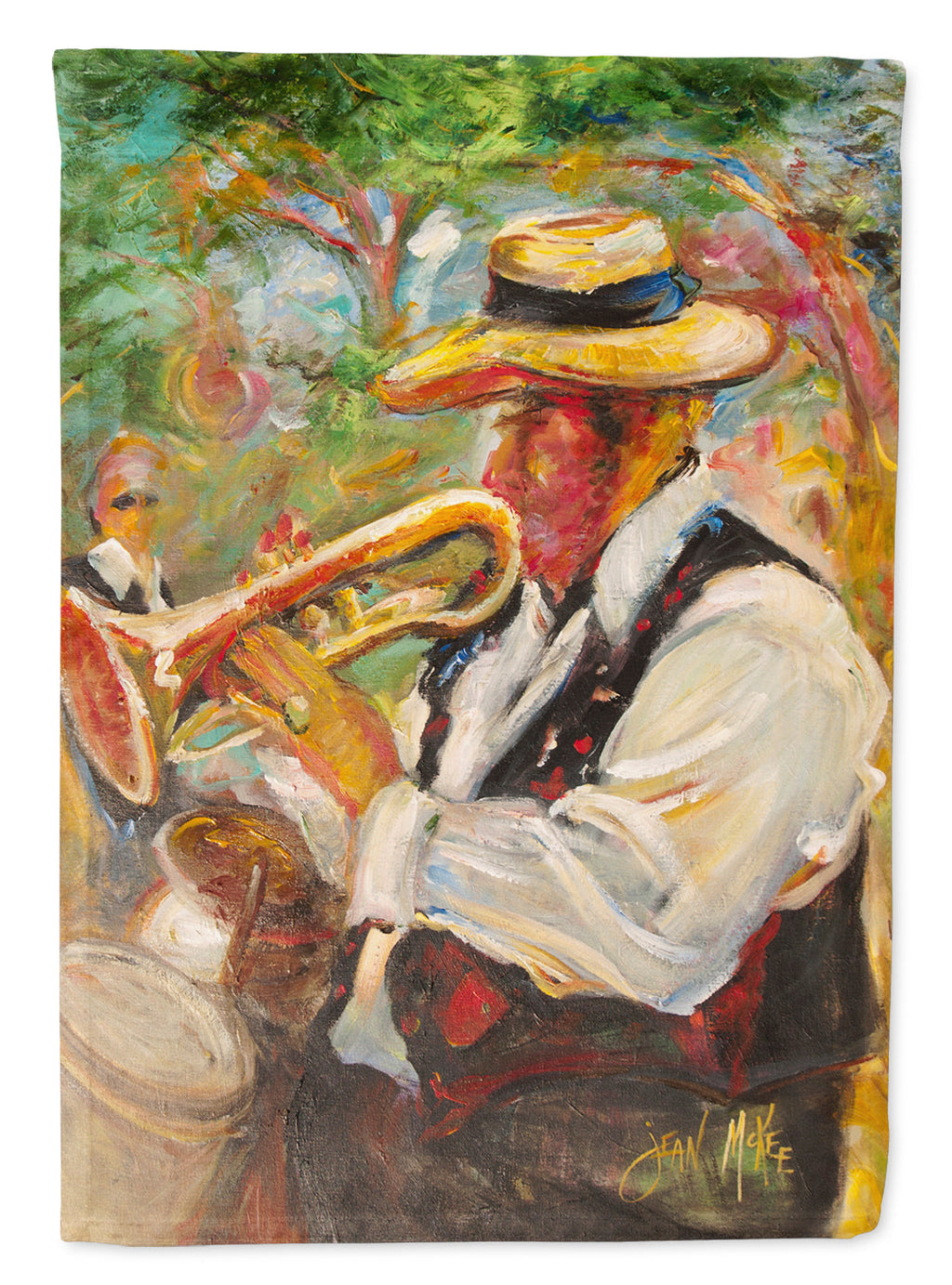 Jazz Trumpet House Flag 28x40 Porch Sleeve Pole Decorative Outside Yard Banner Artwork Wall Hanging, Polyester