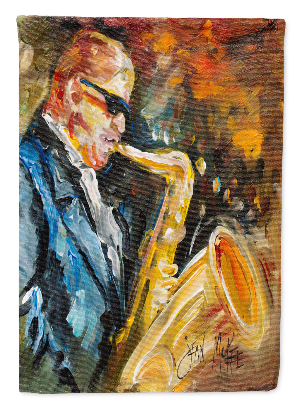 Jazz Saxophone House Flag 28x40 Porch Sleeve Pole Decorative Outside Yard Banner Artwork Wall Hanging, Polyester