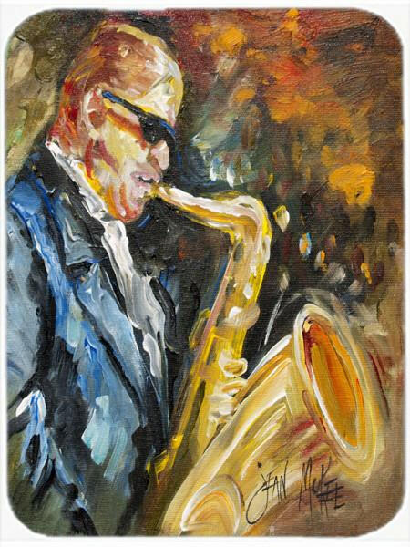 Jazz Saxophone Cutting Board Tempered Glass Kitchen Cutting Surface, Heat Resistant Chopping, Non-Slip Feet, Food Prep & Serving