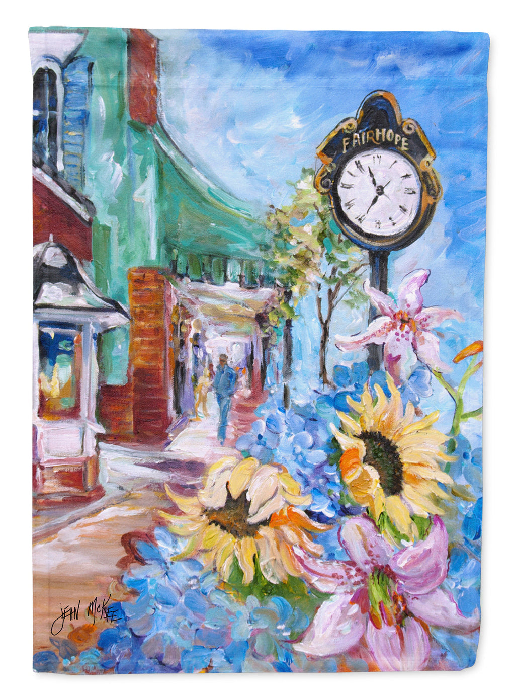 Fairhope Clock House Flag 28x40 Porch Sleeve Pole Decorative Outside Yard Banner Artwork Wall Hanging, Polyester