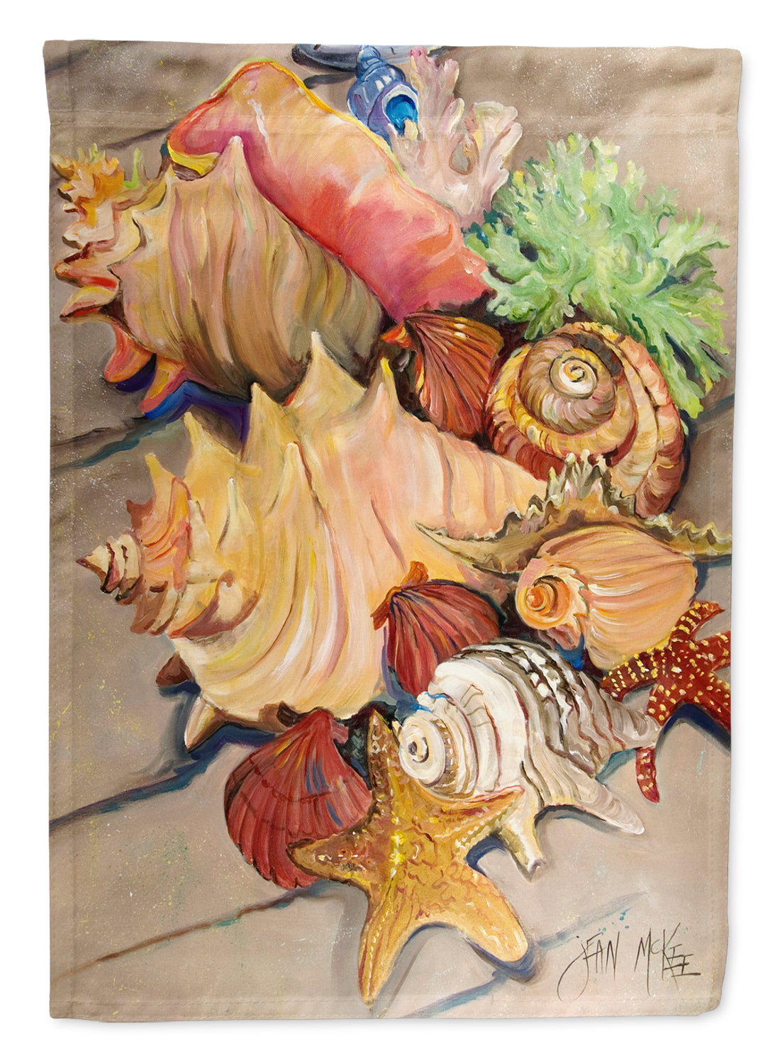 Shells House Flag 28x40 Porch Sleeve Pole Decorative Outside Yard Banner Artwork Wall Hanging, Polyester