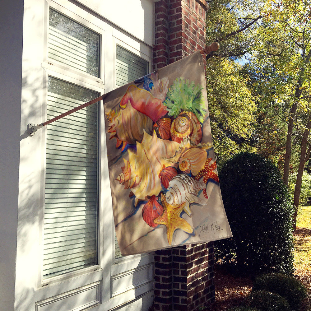 Shells House Flag 28x40 Porch Sleeve Pole Decorative Outside Yard Banner Artwork Wall Hanging, Polyester