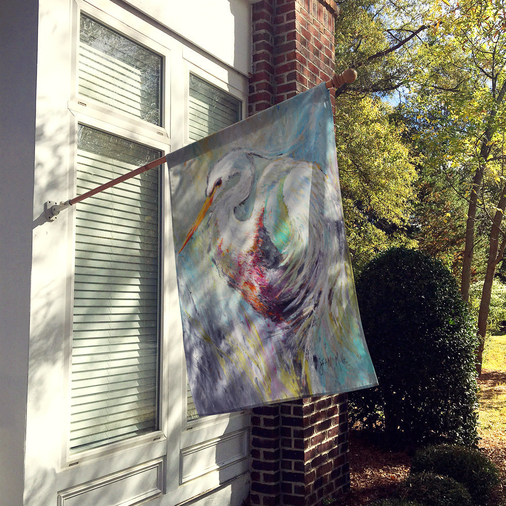 White Egret House Flag 28x40 Porch Sleeve Pole Decorative Outside Yard Banner Artwork Wall Hanging, Polyester