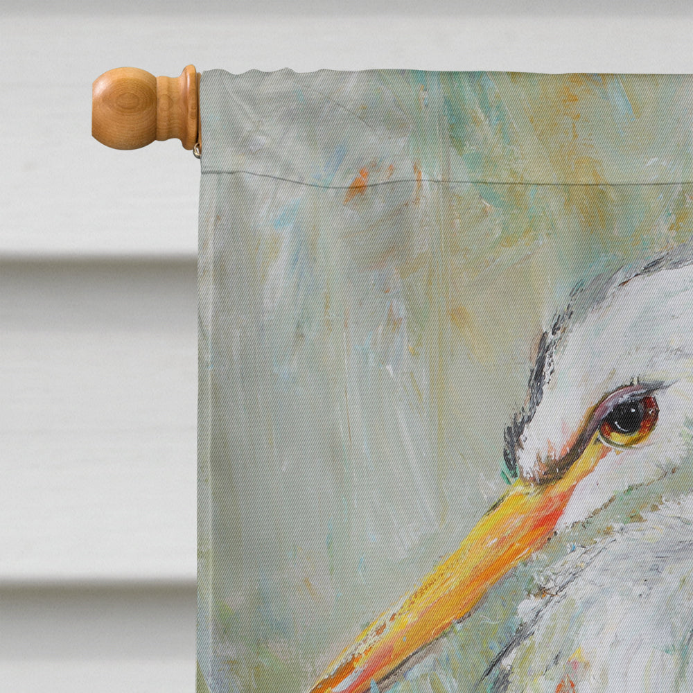White Egret House Flag 28x40 Porch Sleeve Pole Decorative Outside Yard Banner Artwork Wall Hanging, Polyester