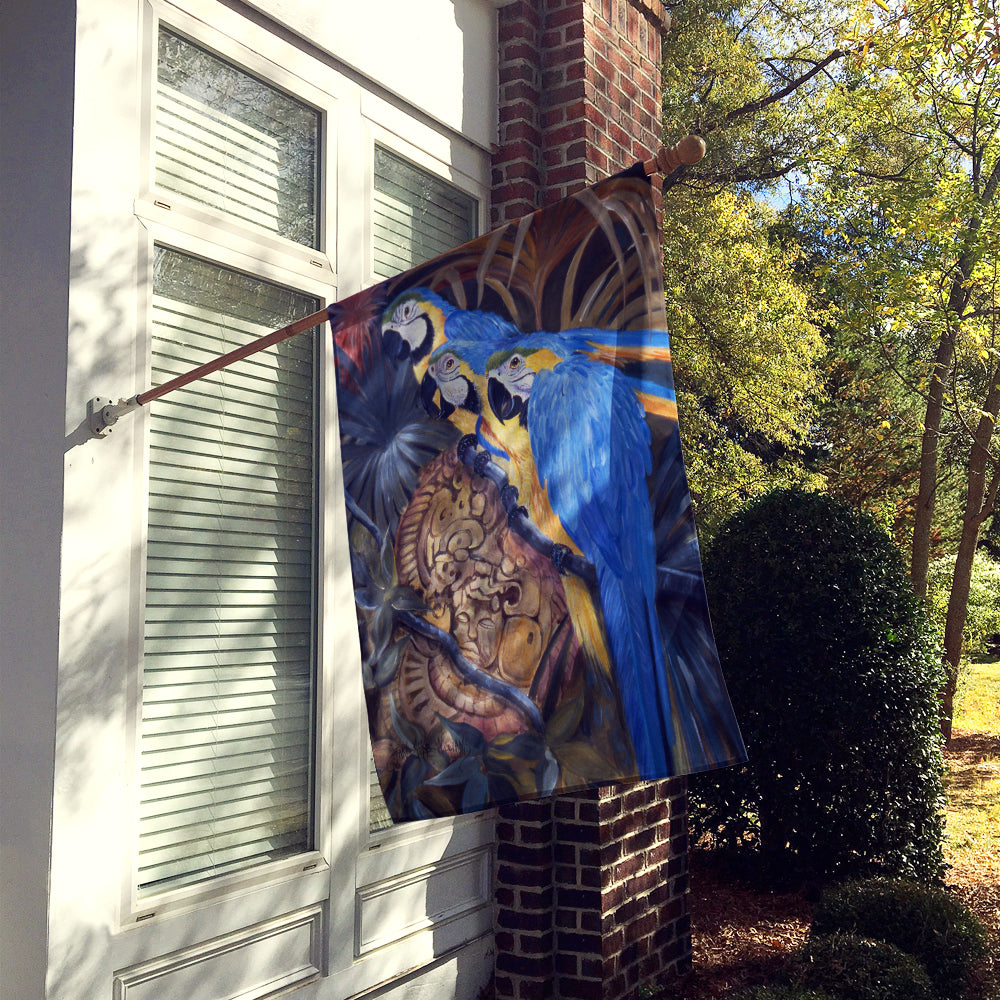 Parrots House Flag 28x40 Porch Sleeve Pole Decorative Outside Yard Banner Artwork Wall Hanging, Polyester