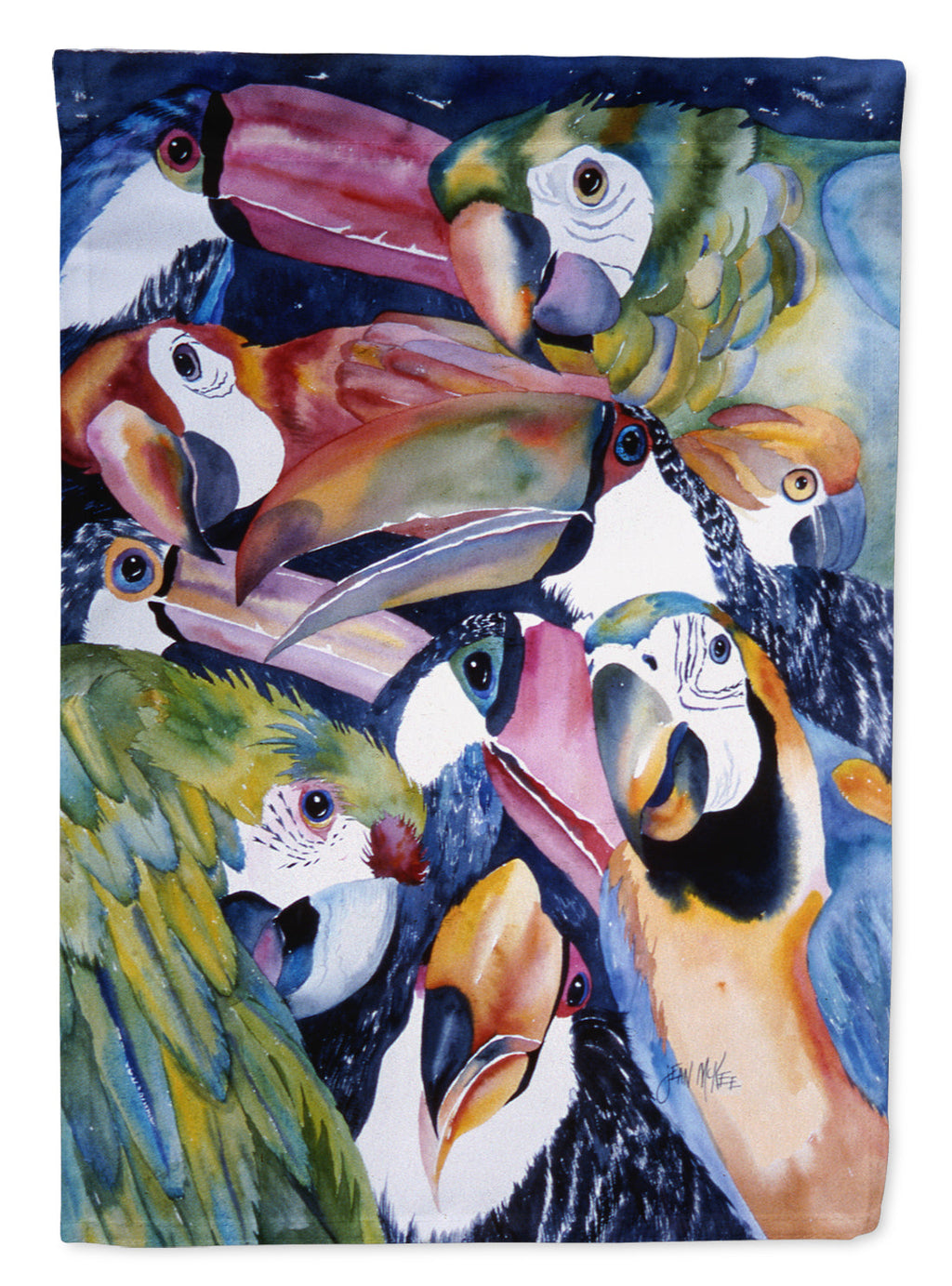 Parrots House Flag 28x40 Porch Sleeve Pole Decorative Outside Yard Banner Artwork Wall Hanging, Polyester