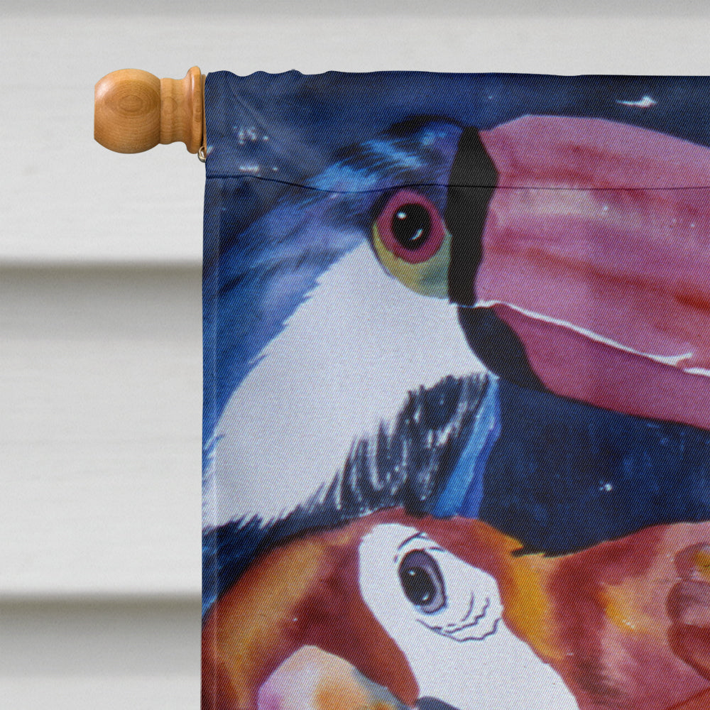 Parrots House Flag 28x40 Porch Sleeve Pole Decorative Outside Yard Banner Artwork Wall Hanging, Polyester