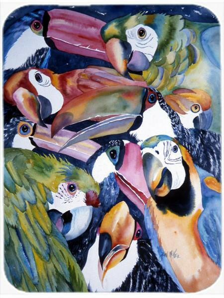 Parrots Cutting Board Tempered Glass Kitchen Cutting Surface, Heat Resistant Chopping, Non-Slip Feet, Food Prep & Serving