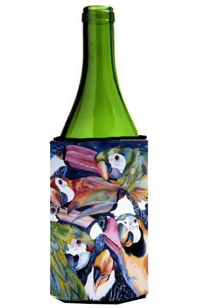 Parrots Wine Bottle Hugger Gift Sleeve for Standard 750 ml Bottles, Insulated Reusable Also Fits Mini Shot & Pint Bottles