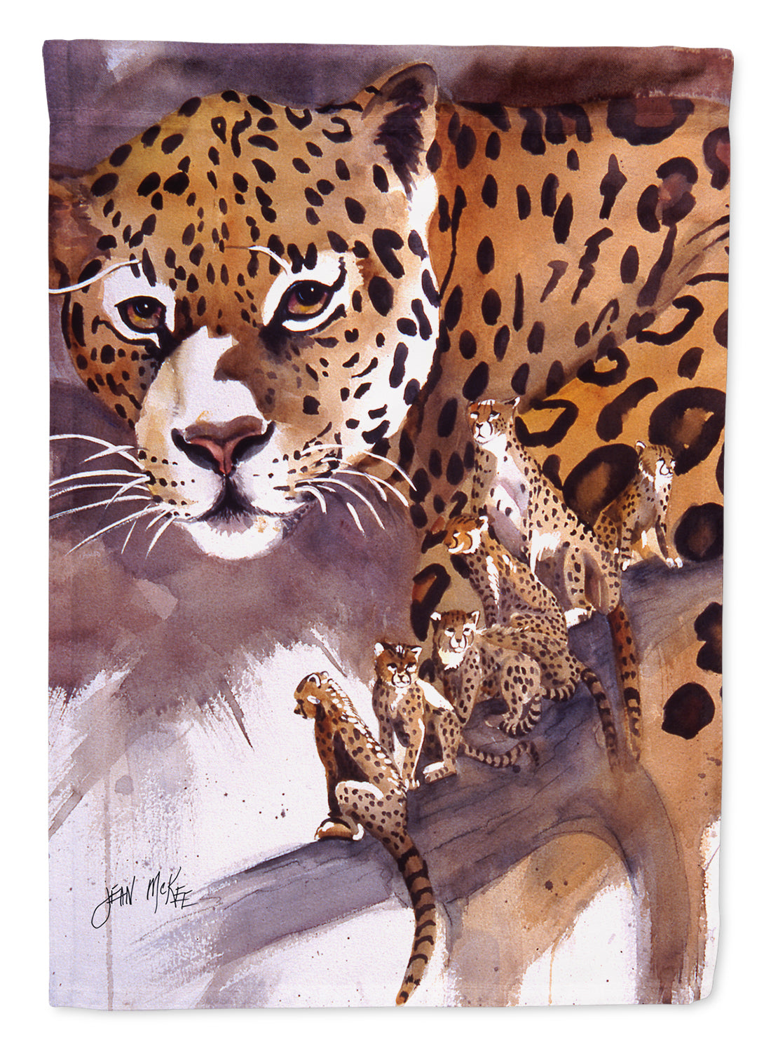 Cheetah House Flag 28x40 Porch Sleeve Pole Decorative Outside Yard Banner Artwork Wall Hanging, Polyester