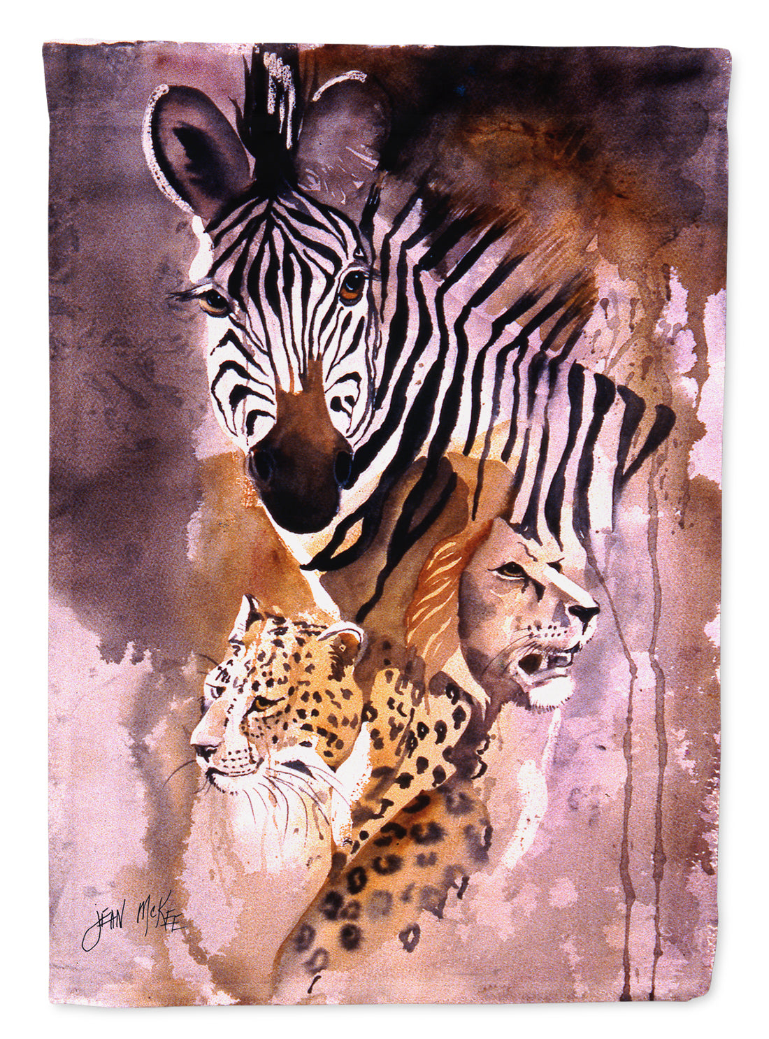 Cheetah, Lion, and Zebra House Flag 28x40 Porch Sleeve Pole Decorative Outside Yard Banner Artwork Wall Hanging, Polyester