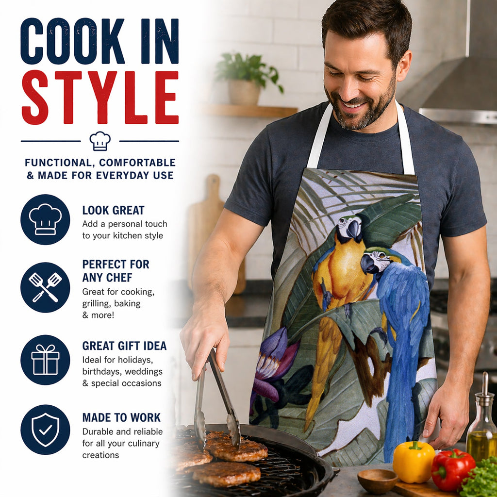 Parrots Apron Cooking Kitchen Server Baking Crafts Gardening for Adult Women Men, Unisex, Large, Multicolor