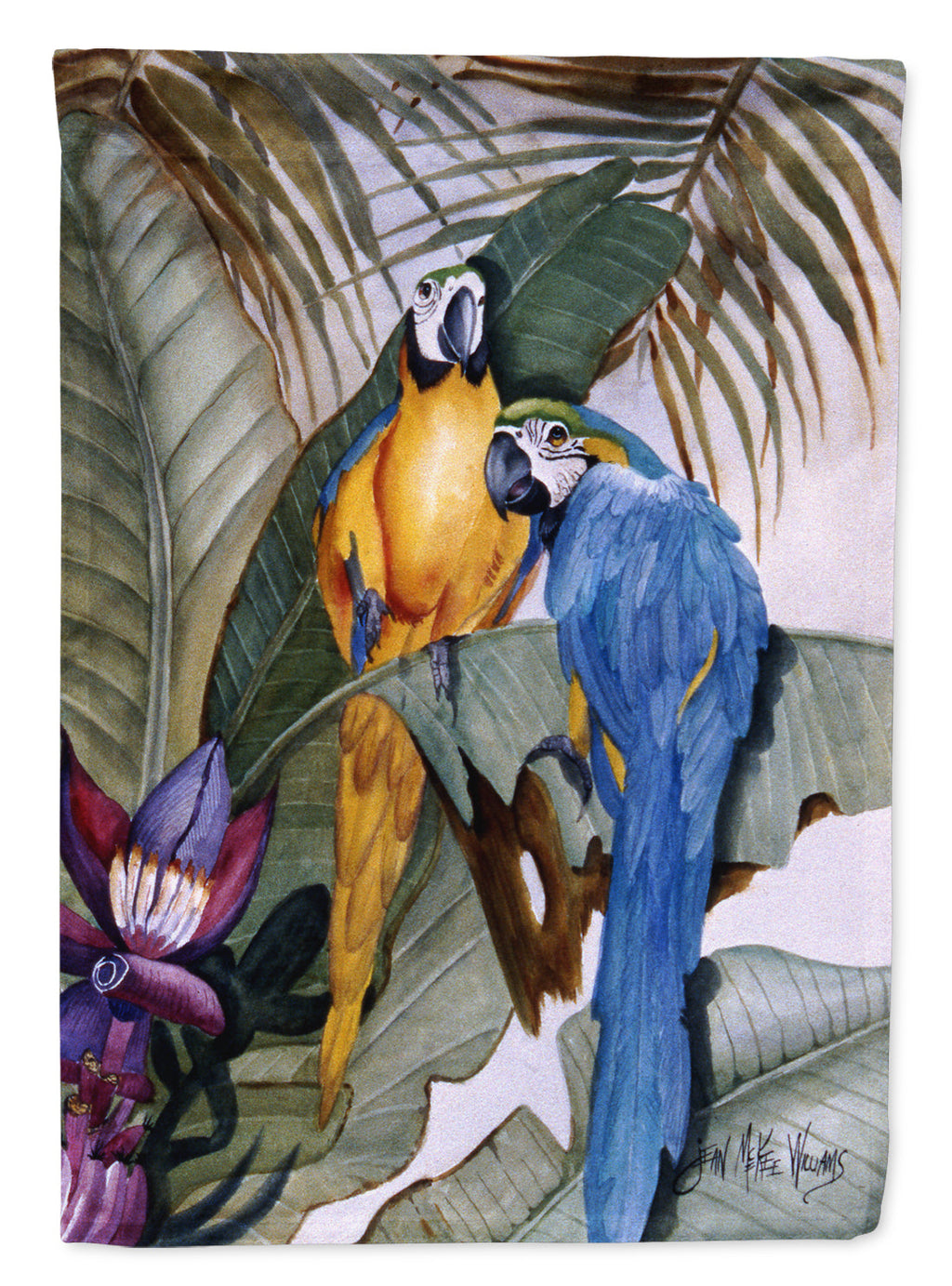 Parrots House Flag 28x40 Porch Sleeve Pole Decorative Outside Yard Banner Artwork Wall Hanging, Polyester