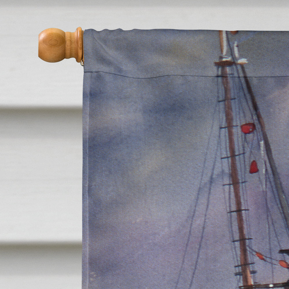 Sea Gulls and shrimp boats House Flag 28x40 Porch Sleeve Pole Decorative Outside Yard Banner Artwork Wall Hanging, Polyester
