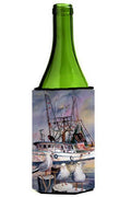 Sea Gulls and shrimp boats Wine Bottle Hugger Gift Sleeve for Standard 750 ml Bottles, Insulated Reusable Also Fits Mini Shot & Pint Bottles