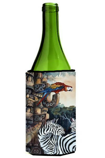 Zebras and Parrots Wine Bottle Hugger Gift Sleeve for Standard 750 ml Bottles, Insulated Reusable Also Fits Mini Shot & Pint Bottles