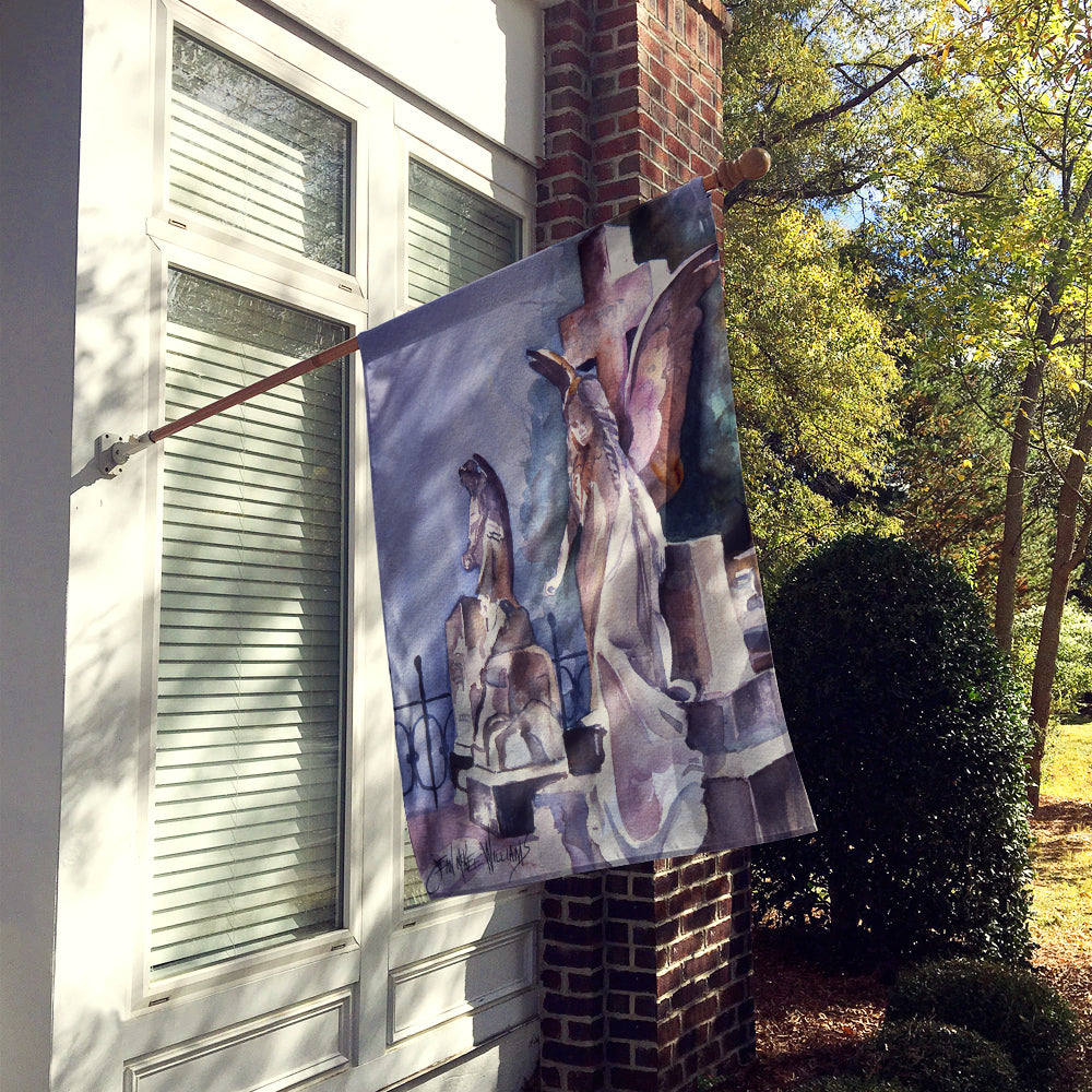 Angels in the Cemetary with Cross House Flag 28x40 Porch Sleeve Pole Decorative Outside Yard Banner Artwork Wall Hanging, Polyester