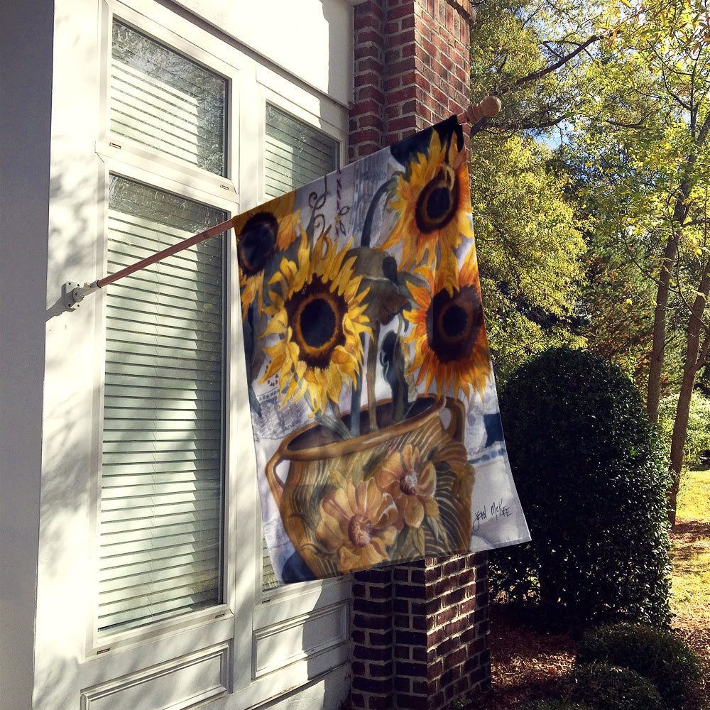 Pot of Sunflowers House Flag 28x40 Porch Sleeve Pole Decorative Outside Yard Banner Artwork Wall Hanging, Polyester