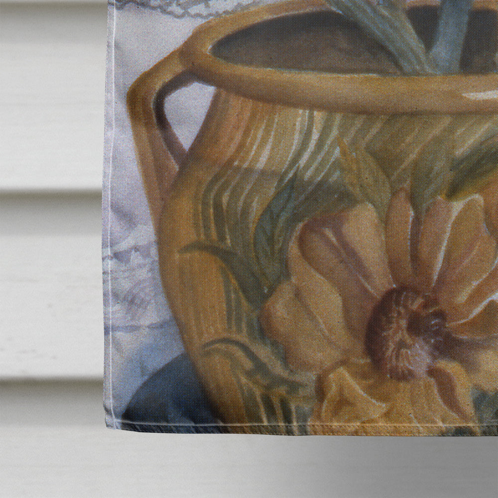 Pot of Sunflowers House Flag 28x40 Porch Sleeve Pole Decorative Outside Yard Banner Artwork Wall Hanging, Polyester