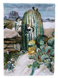 Cactus Flowers House Flag 28x40 Porch Sleeve Pole Decorative Outside Yard Banner Artwork Wall Hanging, Polyester