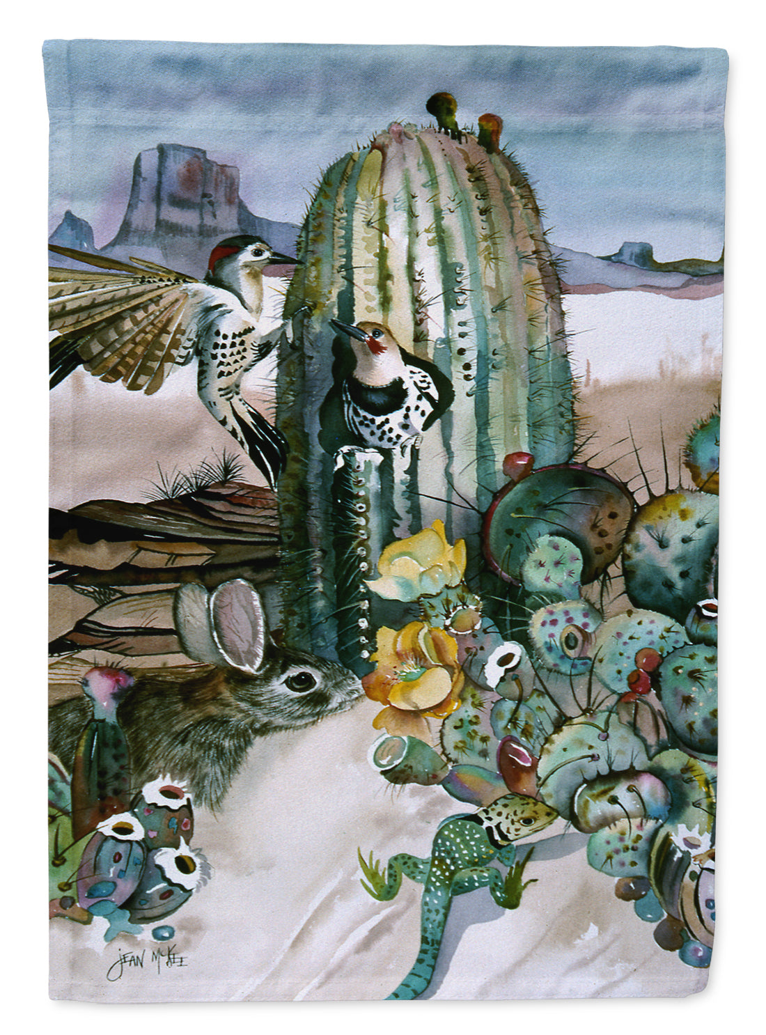 Cactus Flowers House Flag 28x40 Porch Sleeve Pole Decorative Outside Yard Banner Artwork Wall Hanging, Polyester