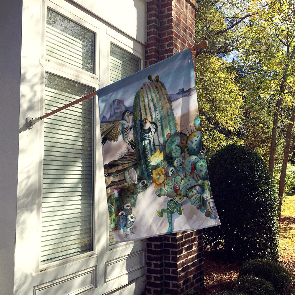 Cactus Flowers House Flag 28x40 Porch Sleeve Pole Decorative Outside Yard Banner Artwork Wall Hanging, Polyester