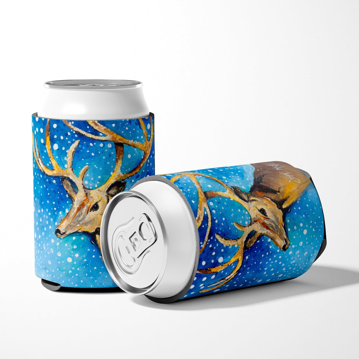 Reindeer Can or Bottle Hugger Cooler Sleeve for Standard 12 oz Cans, Insulated Foam Beer & Soda Can Hugger Reusable
