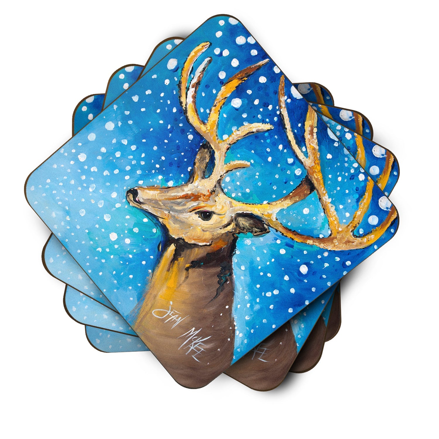 Reindeer Foam Coasters Set of 4 Cup Coasters for Indoor Outdoor, Tabletop Protection, Anti Slip, Mouse pad Material