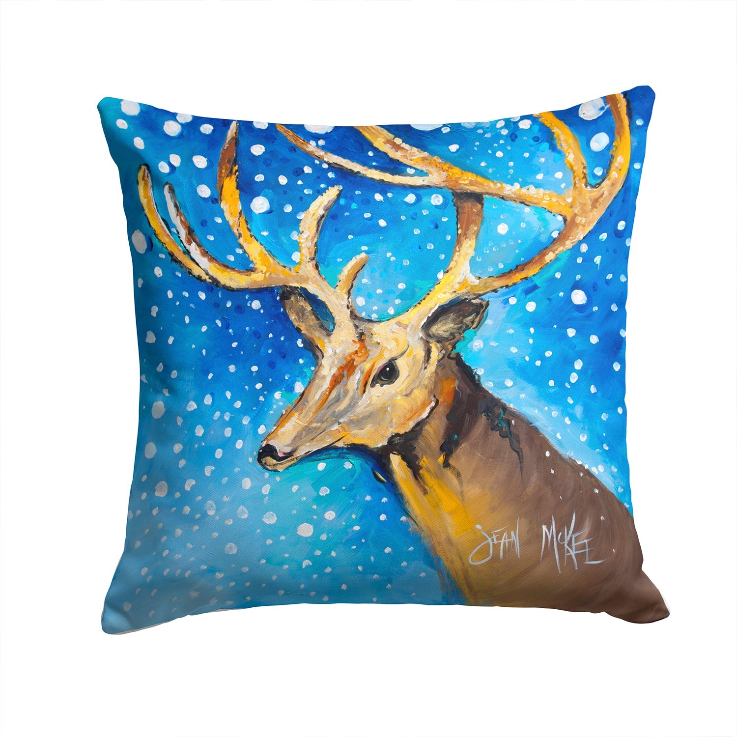 Reindeer Decorative Throw Pillow 14x14 Indoor Outdoor Accent Cushion, Fabric Cover with Insert for Sofa, Bed, Porch & Living Room
