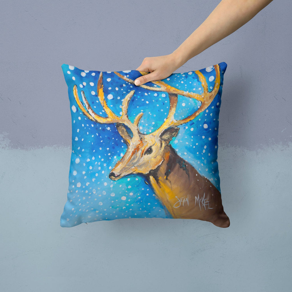 Reindeer Decorative Throw Pillow 14x14 Indoor Outdoor Accent Cushion, Fabric Cover with Insert for Sofa, Bed, Porch & Living Room