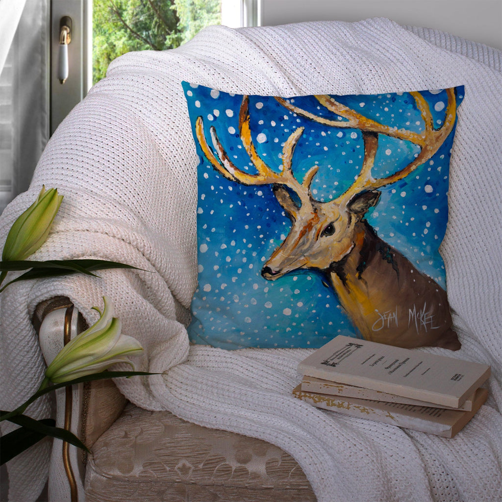 Reindeer Decorative Throw Pillow 14x14 Indoor Outdoor Accent Cushion, Fabric Cover with Insert for Sofa, Bed, Porch & Living Room