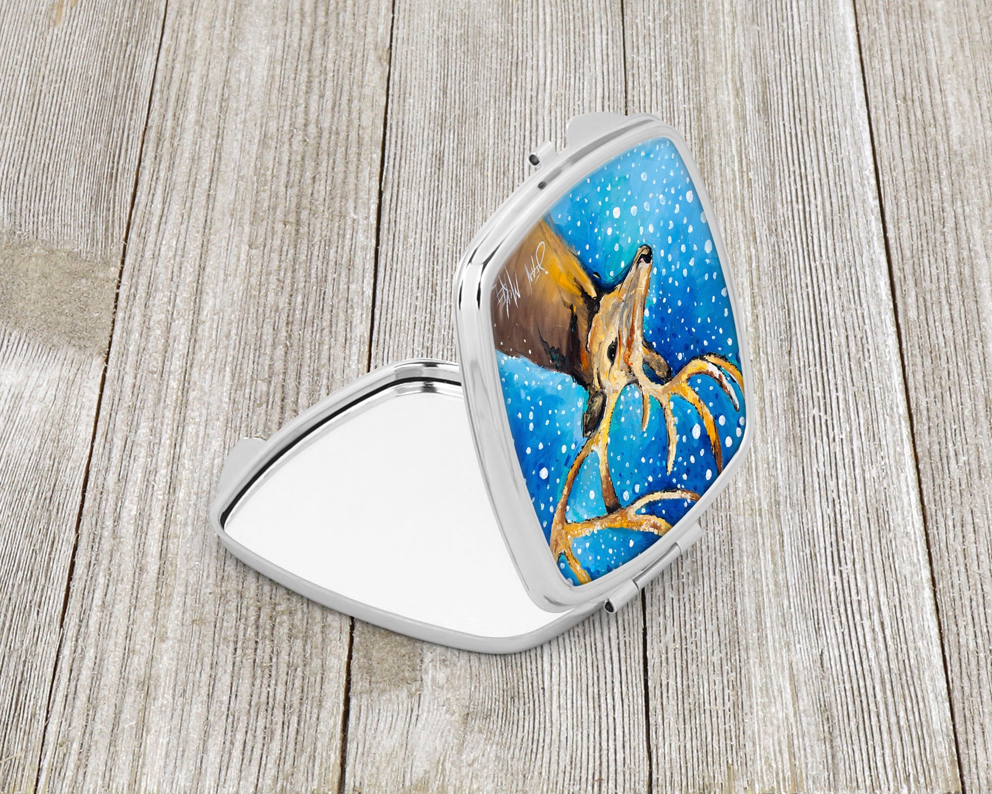 Reindeer Compact Mirror Decorative Travel Makeup Mirror for Women Girls Gifts Pocket Makeup Mirror Folding Handheld