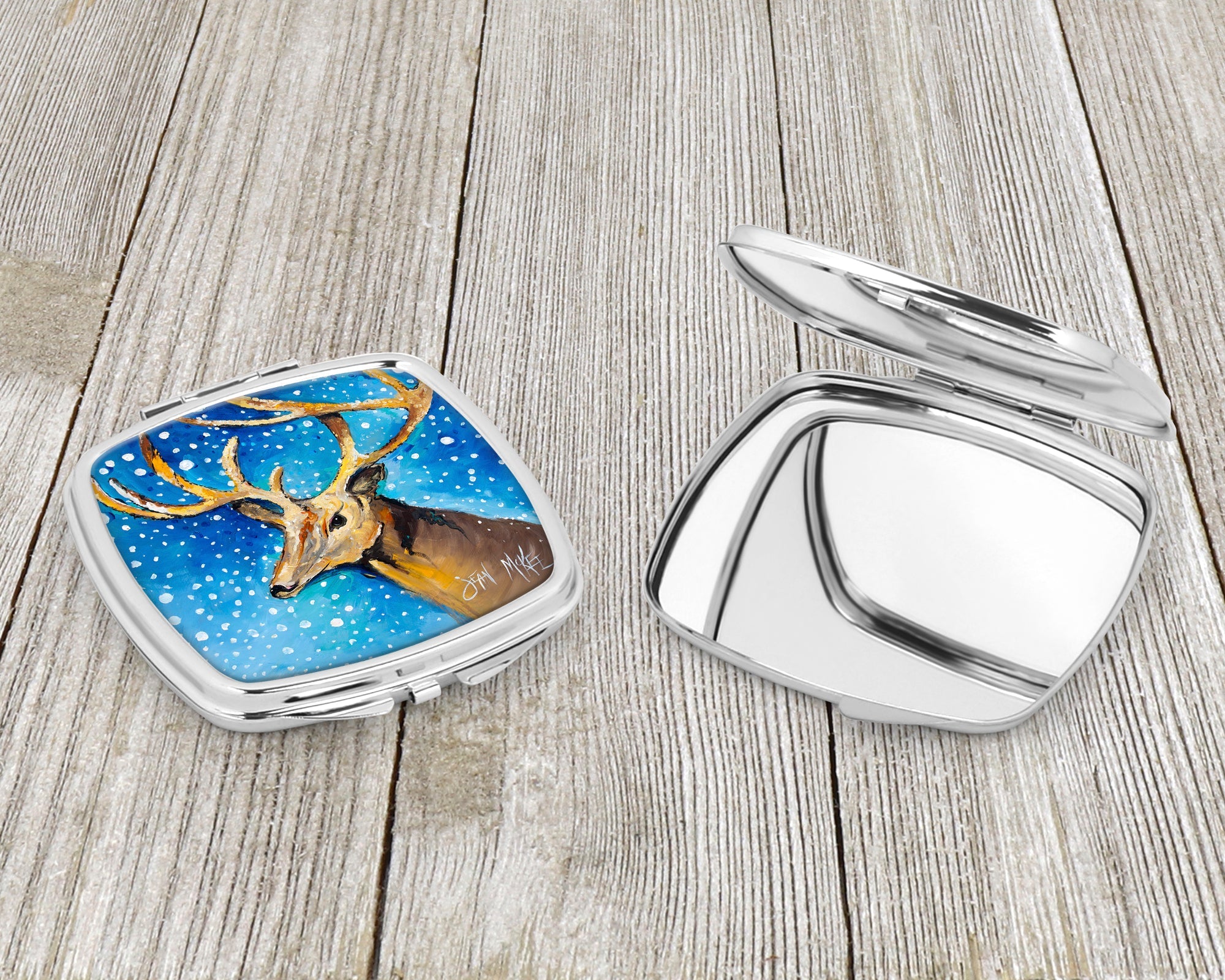Reindeer Compact Mirror Decorative Travel Makeup Mirror for Women Girls Gifts Pocket Makeup Mirror Folding Handheld
