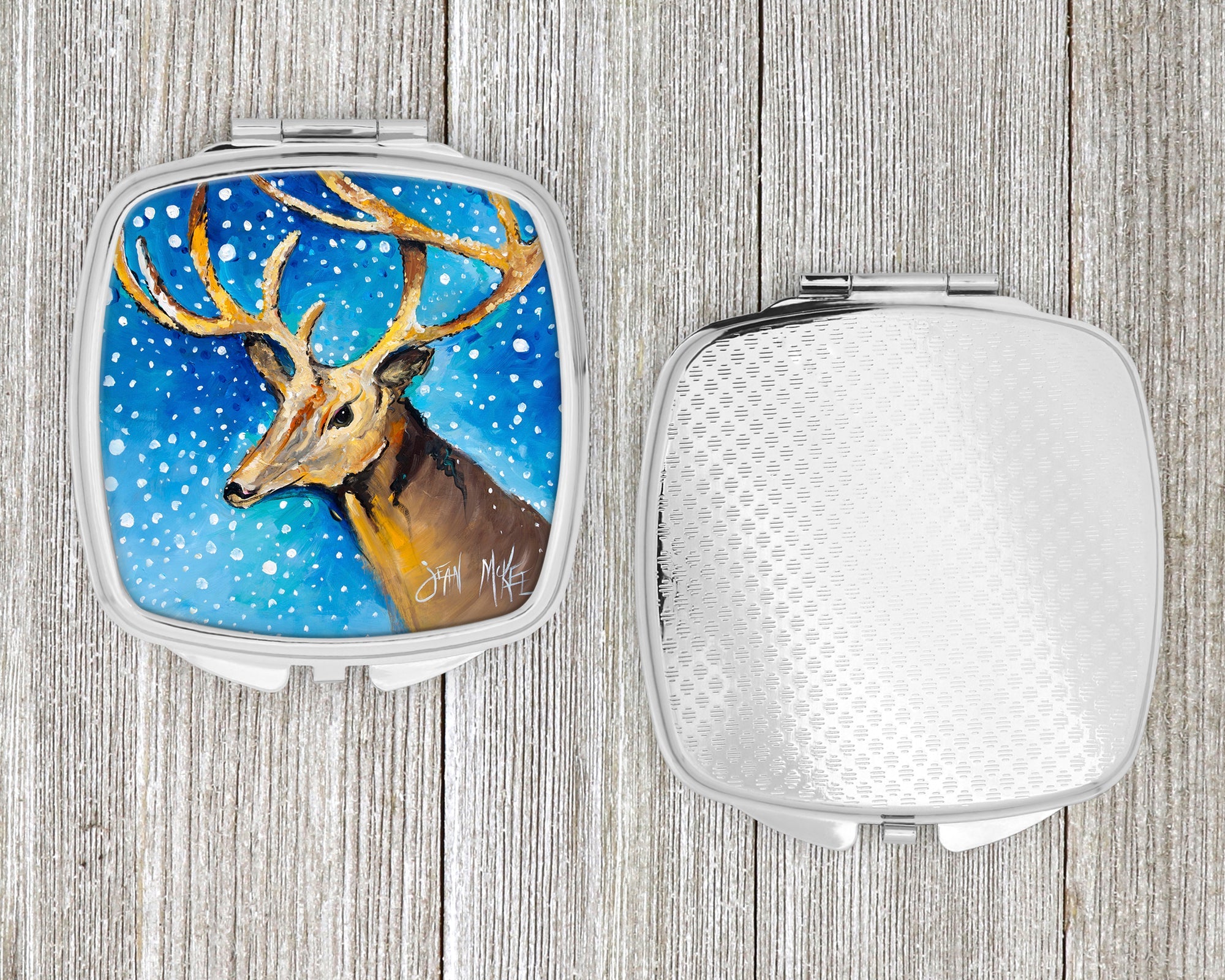 Reindeer Compact Mirror Decorative Travel Makeup Mirror for Women Girls Gifts Pocket Makeup Mirror Folding Handheld