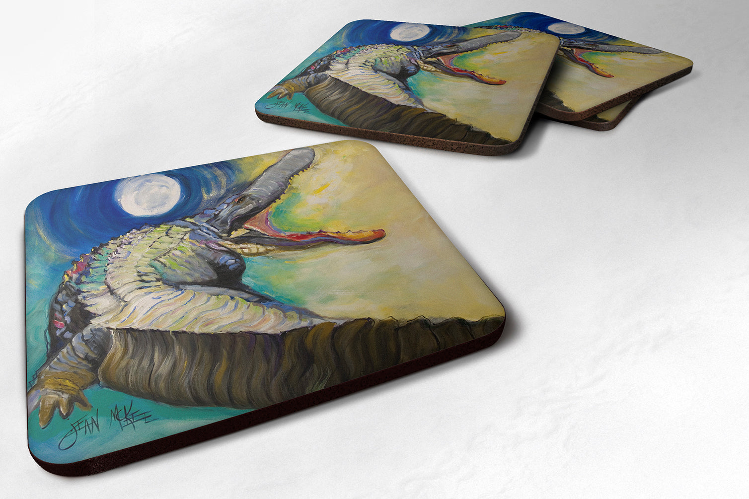 Alligator Foam Coasters Set of 4 Cup Coasters for Indoor Outdoor, Tabletop Protection, Anti Slip, Mouse pad Material