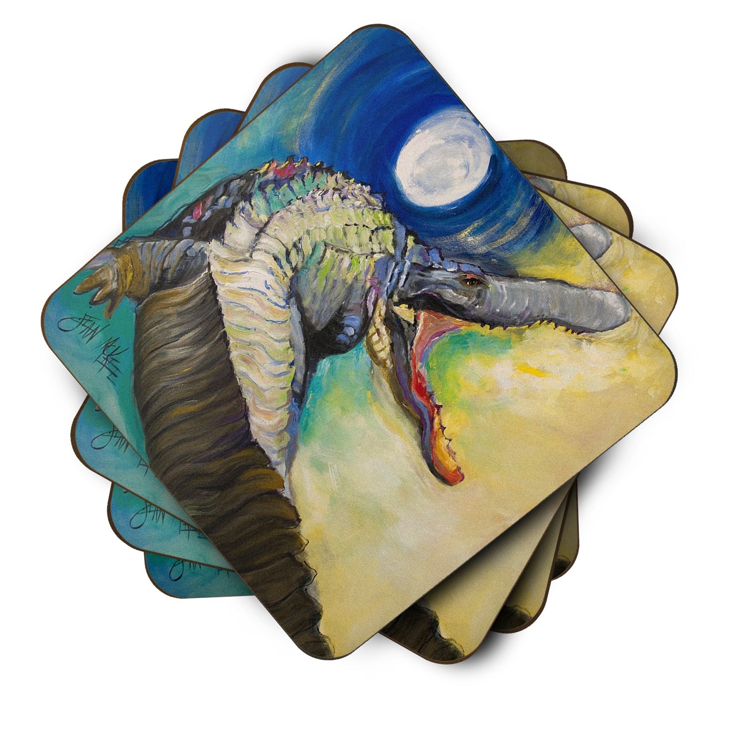 Alligator Foam Coasters Set of 4 Cup Coasters for Indoor Outdoor, Tabletop Protection, Anti Slip, Mouse pad Material