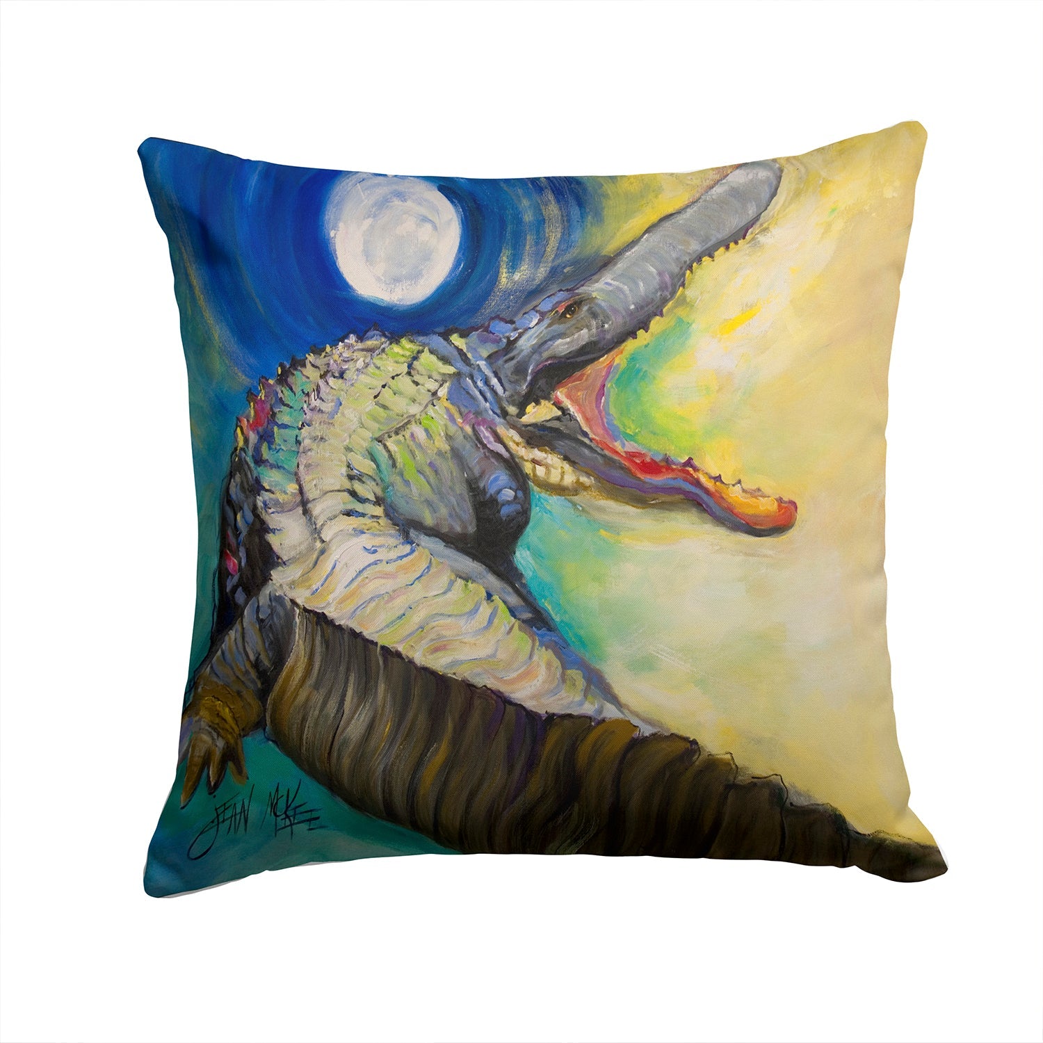 Alligator Decorative Throw Pillow 14x14 Indoor Outdoor Accent Cushion, Fabric Cover with Insert for Sofa, Bed, Porch & Living Room