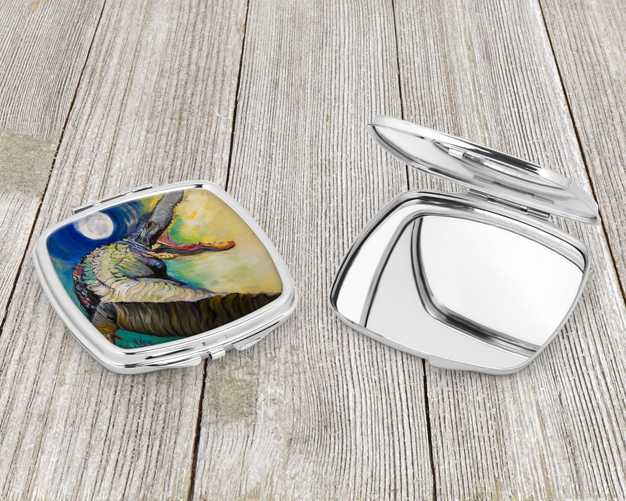 Alligator Compact Mirror Decorative Travel Makeup Mirror for Women Girls Gifts Pocket Makeup Mirror Folding Handheld