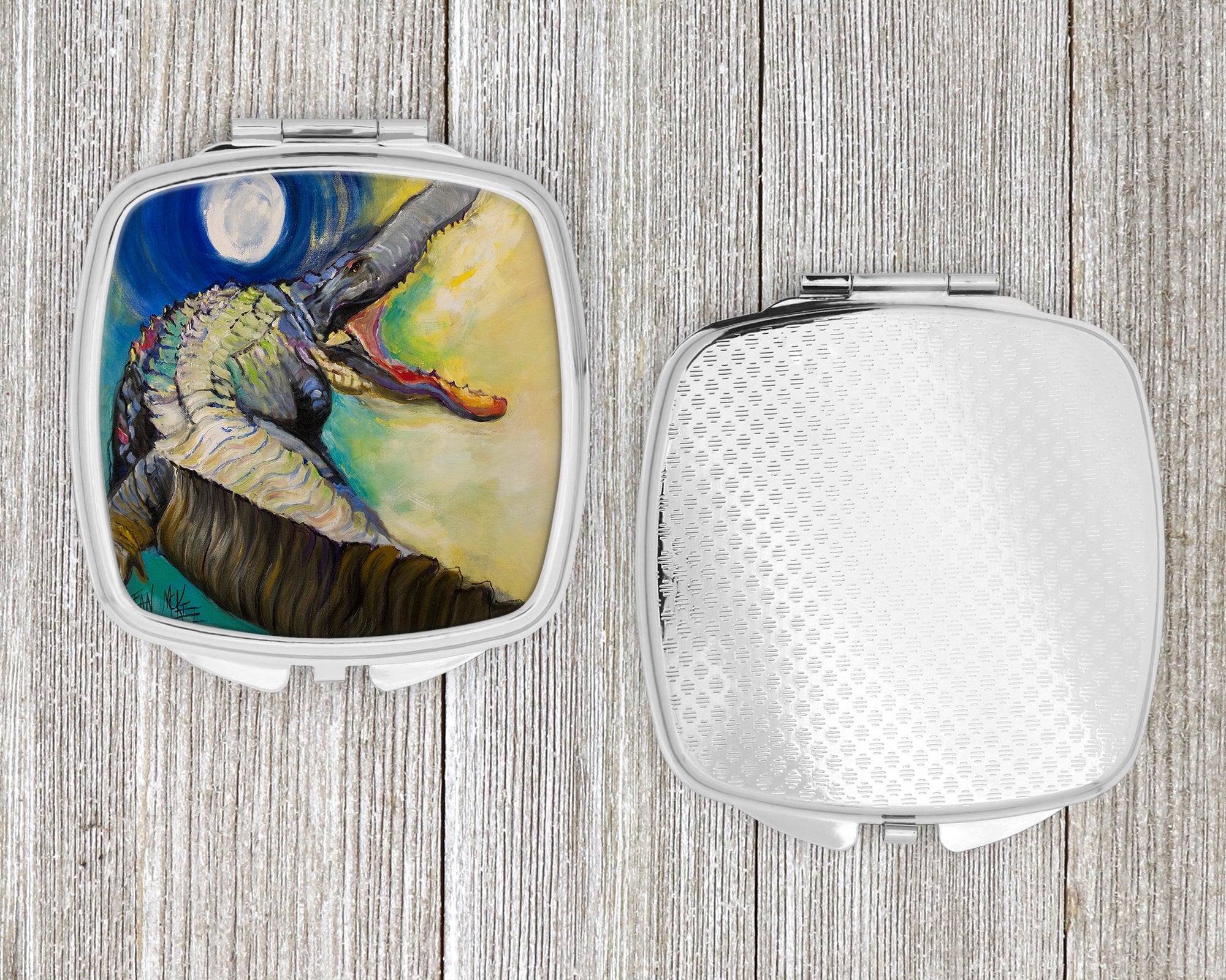 Alligator Compact Mirror Decorative Travel Makeup Mirror for Women Girls Gifts Pocket Makeup Mirror Folding Handheld