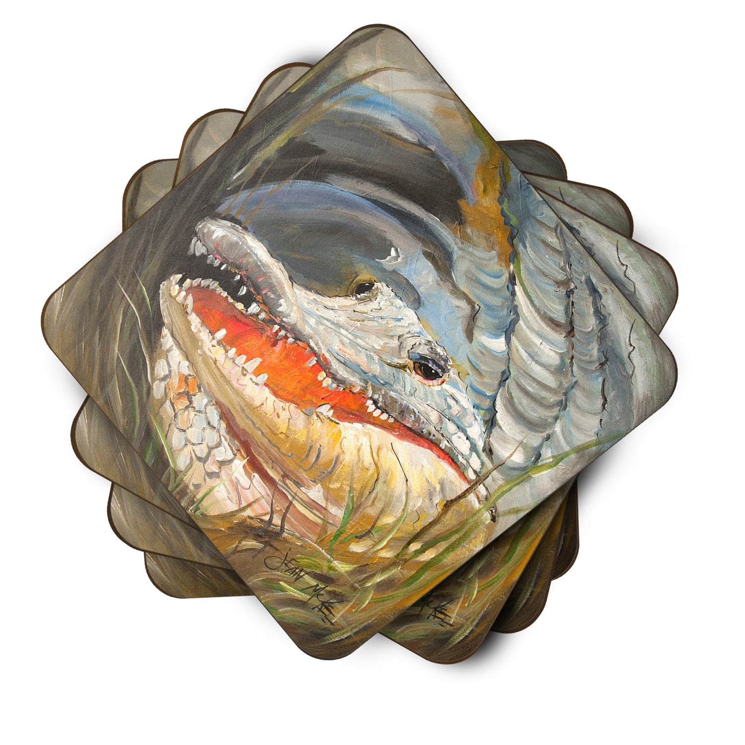 Alligator Foam Coasters Set of 4 Cup Coasters for Indoor Outdoor, Tabletop Protection, Anti Slip, Mouse pad Material