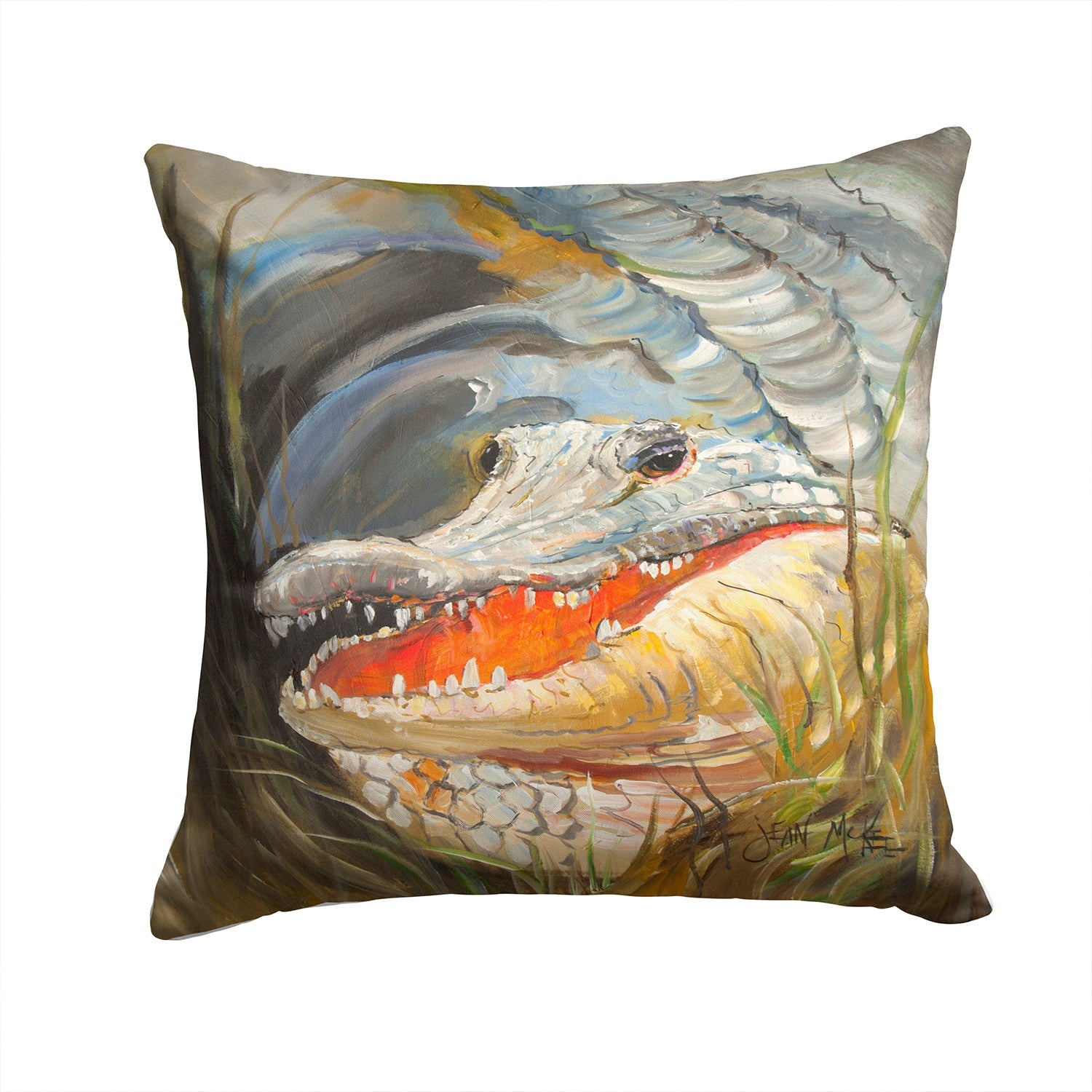 Alligator Decorative Throw Pillow 14x14 Indoor Outdoor Accent Cushion, Fabric Cover with Insert for Sofa, Bed, Porch & Living Room