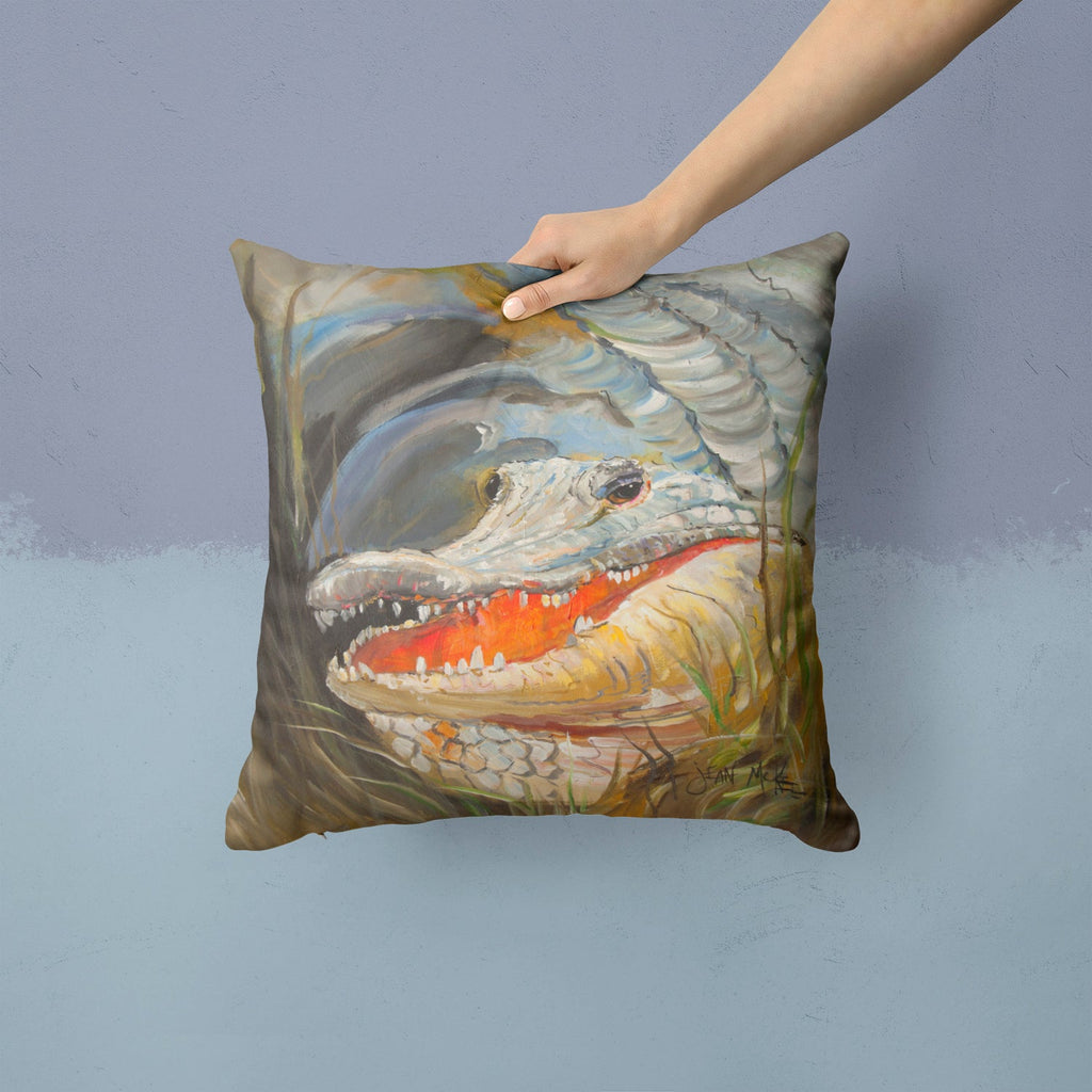 Alligator Decorative Throw Pillow 14x14 Indoor Outdoor Accent Cushion, Fabric Cover with Insert for Sofa, Bed, Porch & Living Room