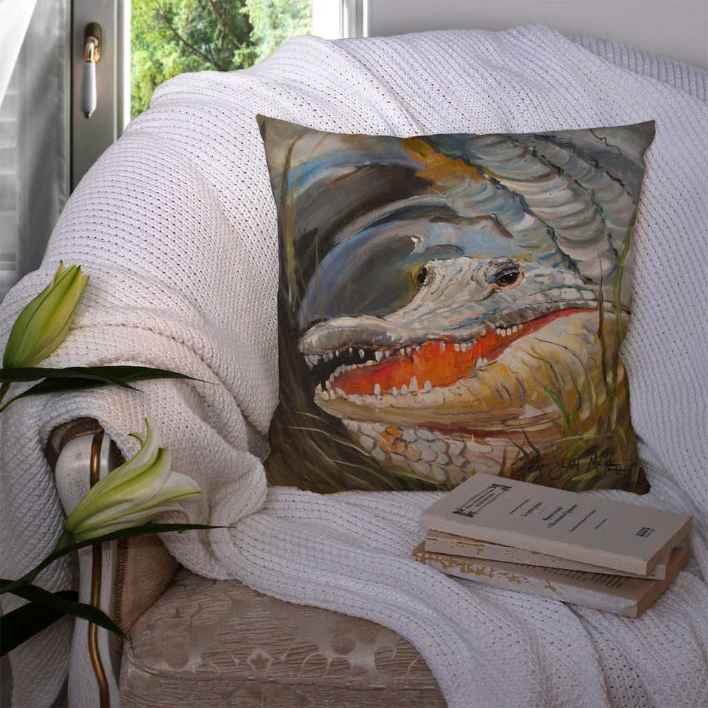 Alligator Decorative Throw Pillow 14x14 Indoor Outdoor Accent Cushion, Fabric Cover with Insert for Sofa, Bed, Porch & Living Room