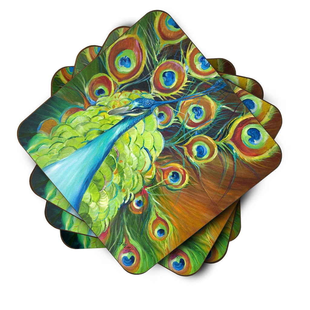 Peacock Foam Coasters Set of 4 Cup Coasters for Indoor Outdoor, Tabletop Protection, Anti Slip, Mouse pad Material