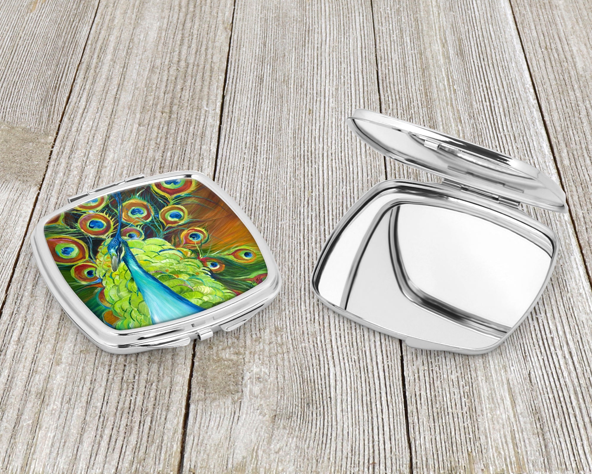 Peacock Compact Mirror Decorative Travel Makeup Mirror for Women Girls Gifts Pocket Makeup Mirror Folding Handheld