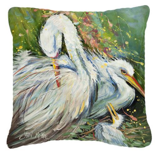 White Egret in the rain Decorative Throw Pillow 18x18 Indoor Outdoor Accent Cushion, Fabric Cover with Insert for Sofa, Bed, Porch & Living Room