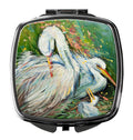 White Egret in the rain Compact Mirror Decorative Travel Makeup Mirror for Women Girls Gifts Pocket Makeup Mirror Folding Handheld