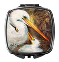 White Egret feeding baby Compact Mirror Decorative Travel Makeup Mirror for Women Girls Gifts Pocket Makeup Mirror Folding Handheld