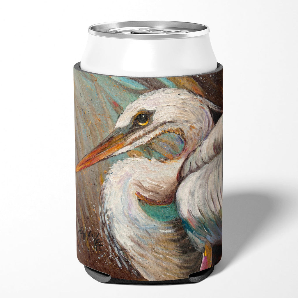 White Egret Can or Bottle Hugger Cooler Sleeve for Standard 12 oz Cans, Insulated Foam Beer & Soda Can Hugger Reusable