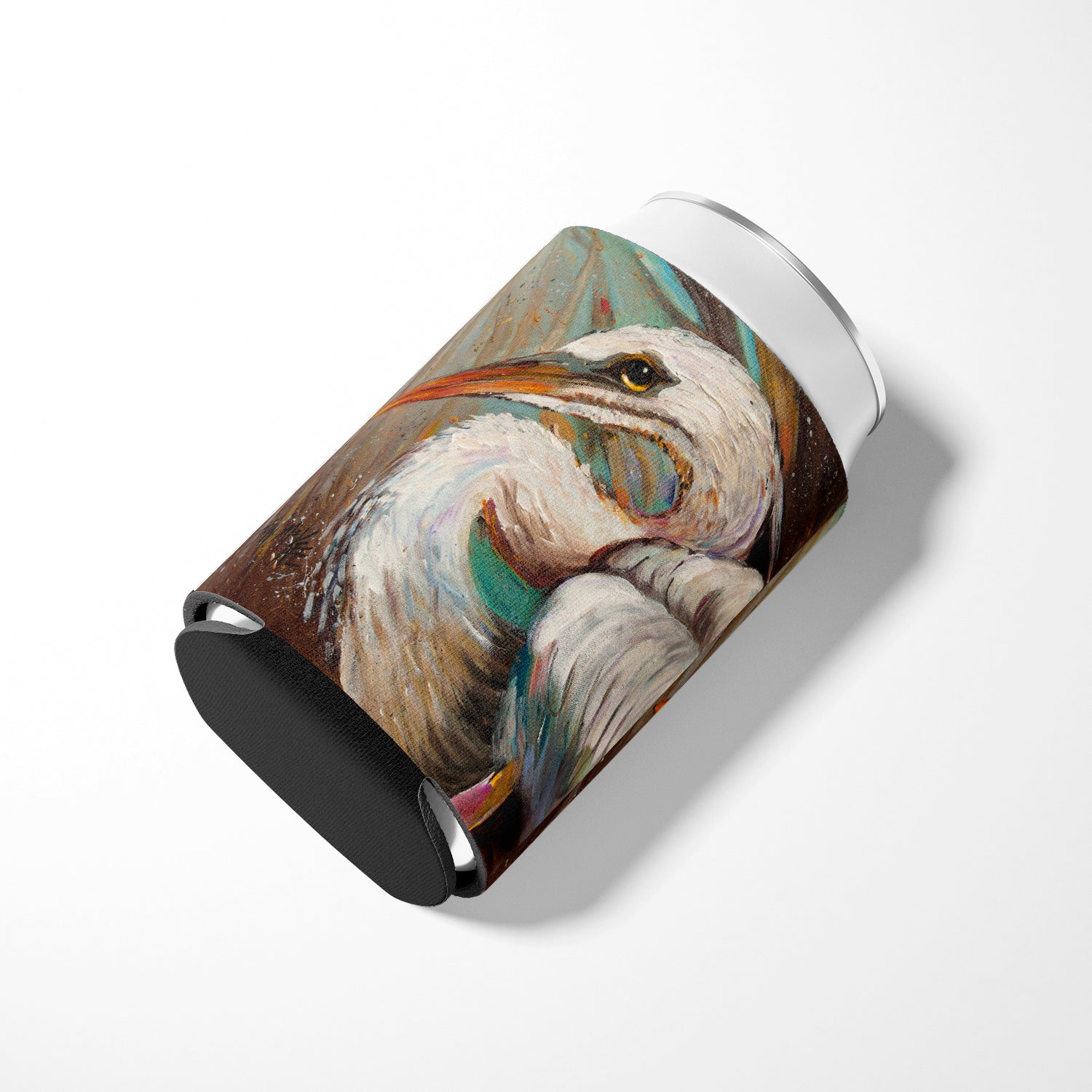 White Egret Can or Bottle Hugger Cooler Sleeve for Standard 12 oz Cans, Insulated Foam Beer & Soda Can Hugger Reusable